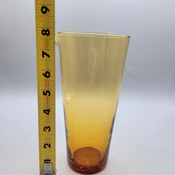 Amber Gradient Glass Cocktail Pitcher With Glass Stirrer Mid Century - Picture 5 of 10